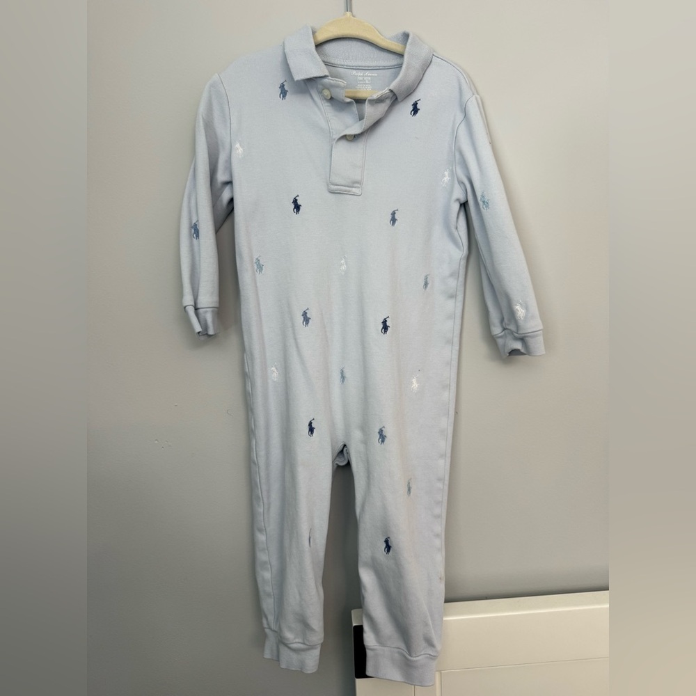 Ralph Lauren Light Blue Kids One Piece with Embroidered Details